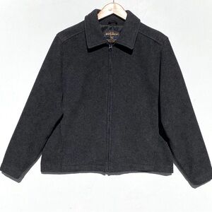 WOOLRICH Women’s Early 2000s Y2K Charcoal Heather Wool Zip Up Jacket Medium
